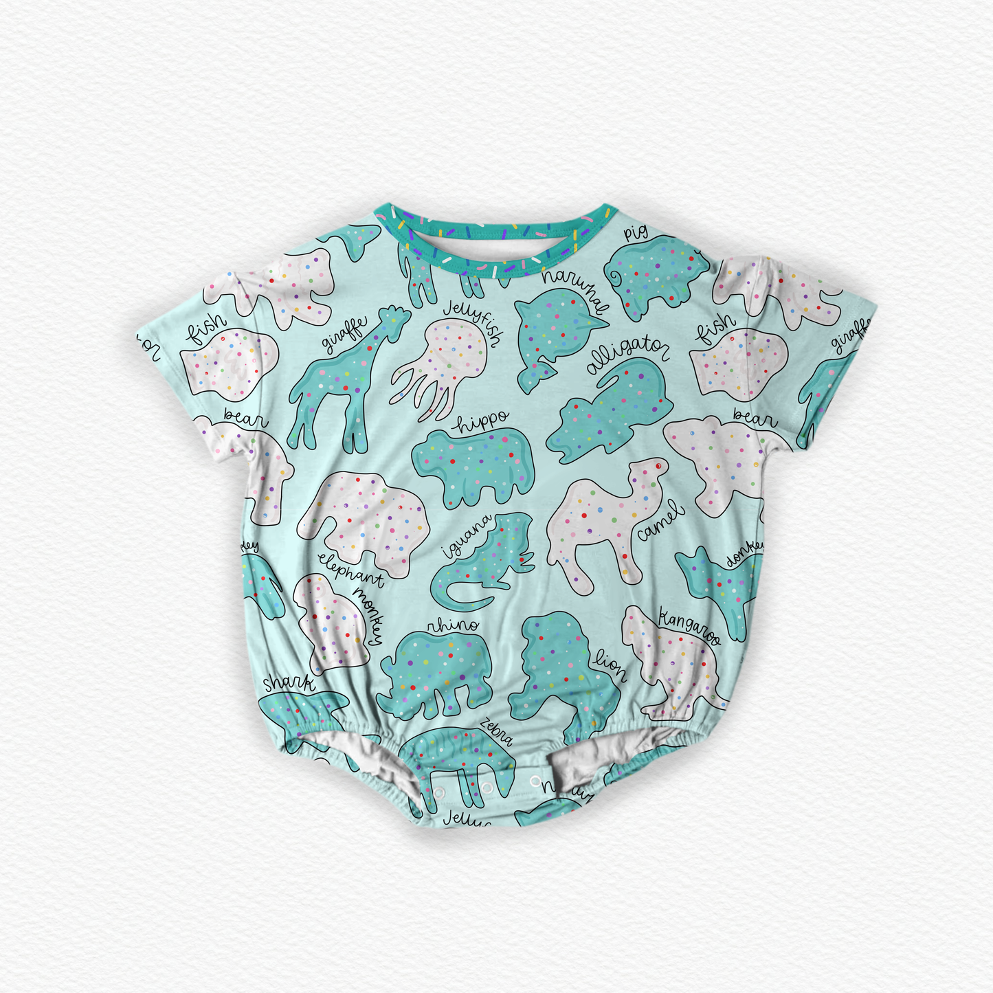 PRE-ORDER Safari sprinkles blue Bubble romper