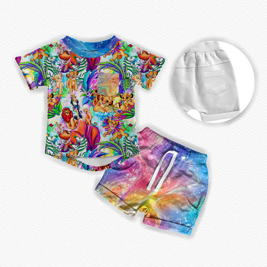PRE-ORDER Rainbow roar daywear short set
