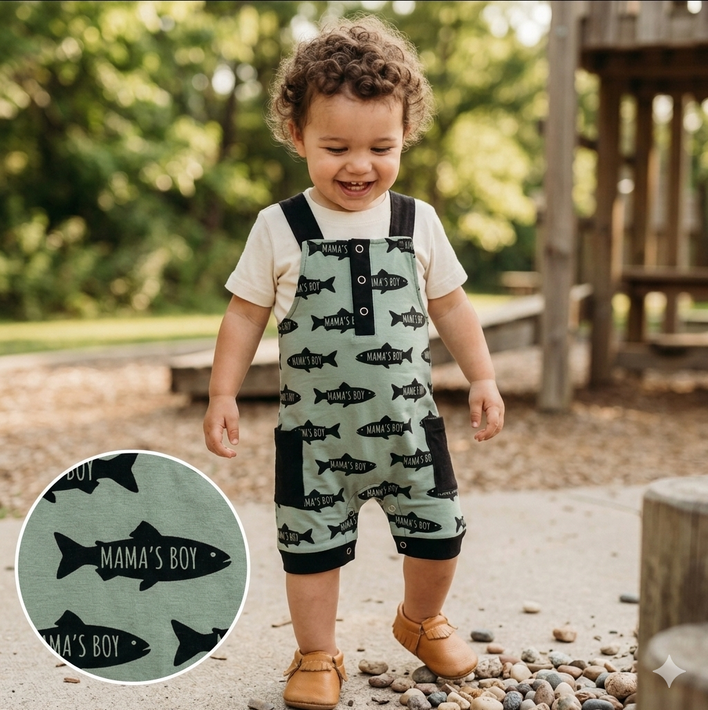 Mamas boy fishing overalls