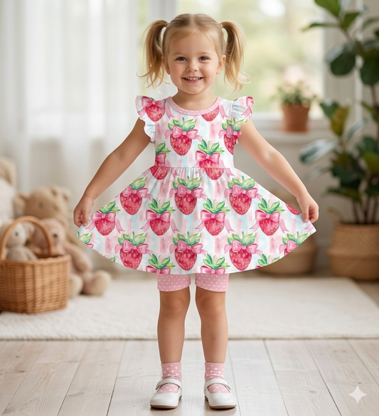 Strawberry Peplum top and shorts
