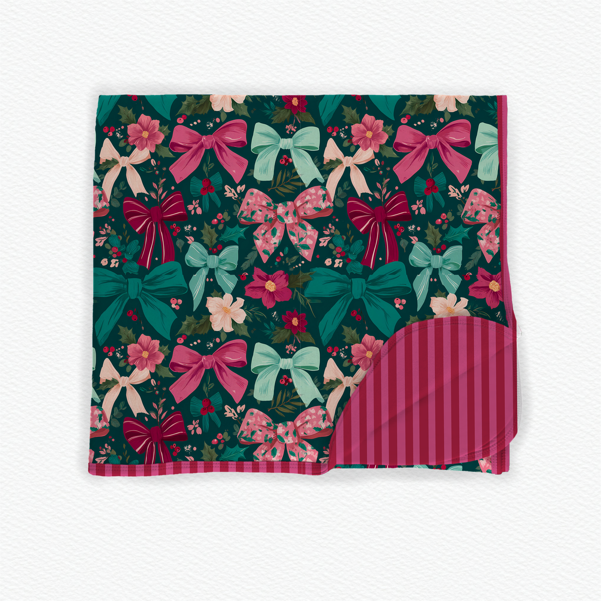 Pre-sale green bows 50x50 bamboo blanket