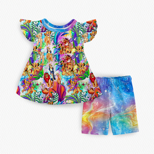 PRE-ORDER Rainbow roar Peplum top and shorts