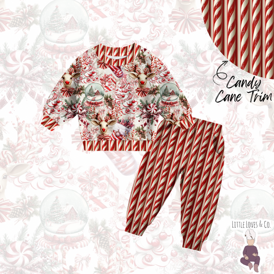 Candy cane lane candy cane French Terry jogger sets