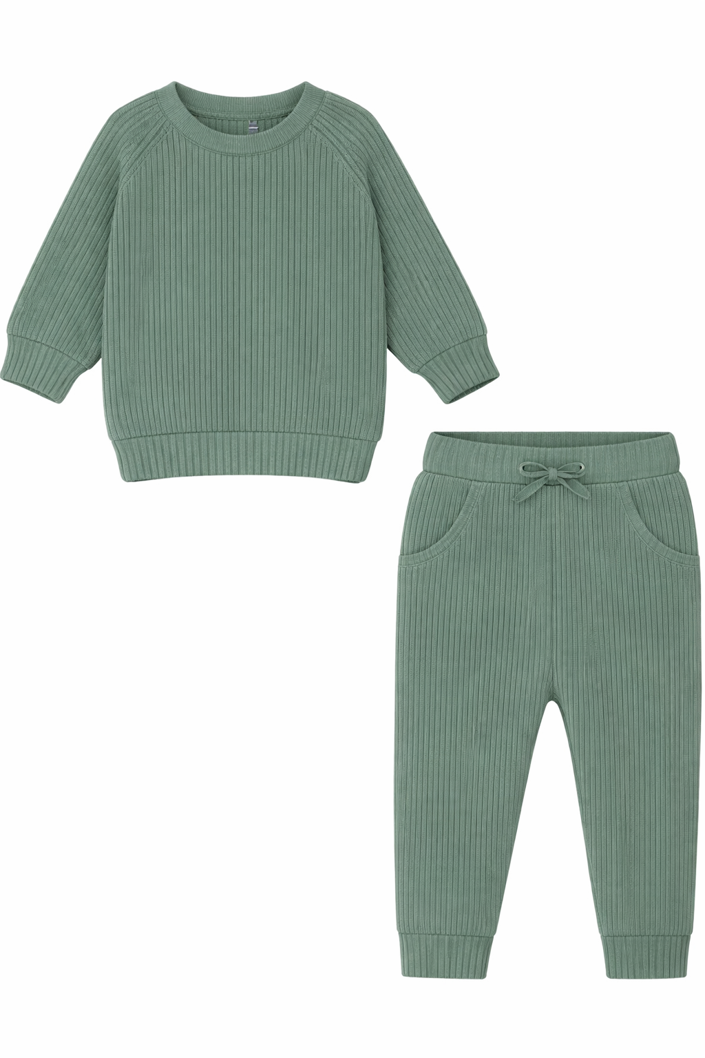 Seafoam green ribbed daywear jogger sets