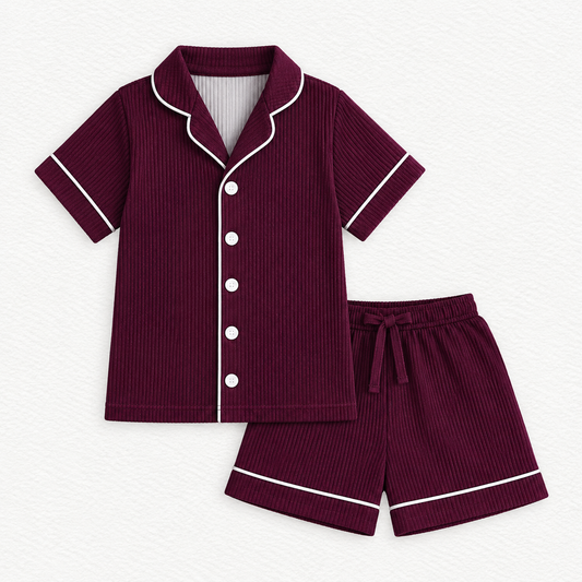 Burgundy ribbed mama formal set