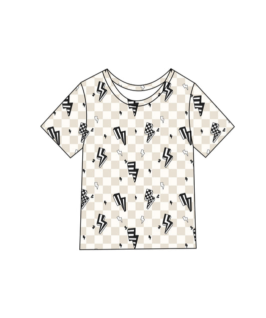 Checkered bolts t-shirt bamboo