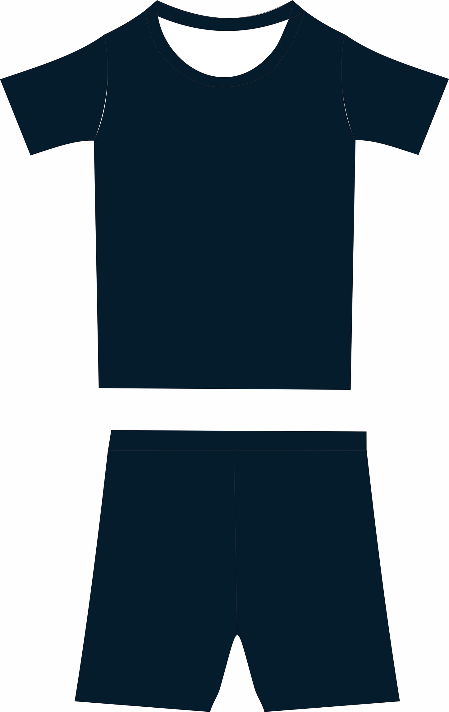 Navy ribbed solid two piece short set