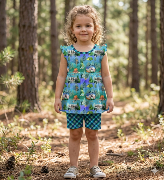 Camping Peplum top and shorts