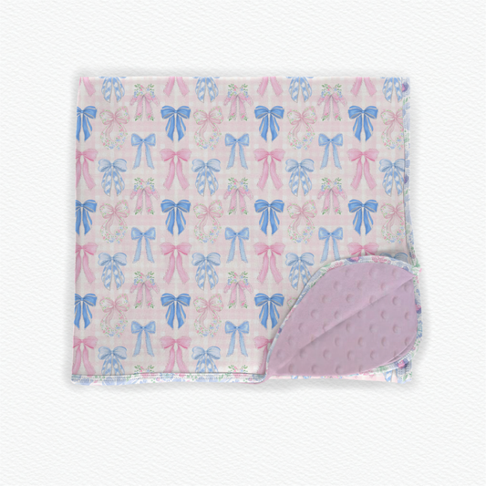 Blush and blue belle 60x80 oversized blanket minky backed