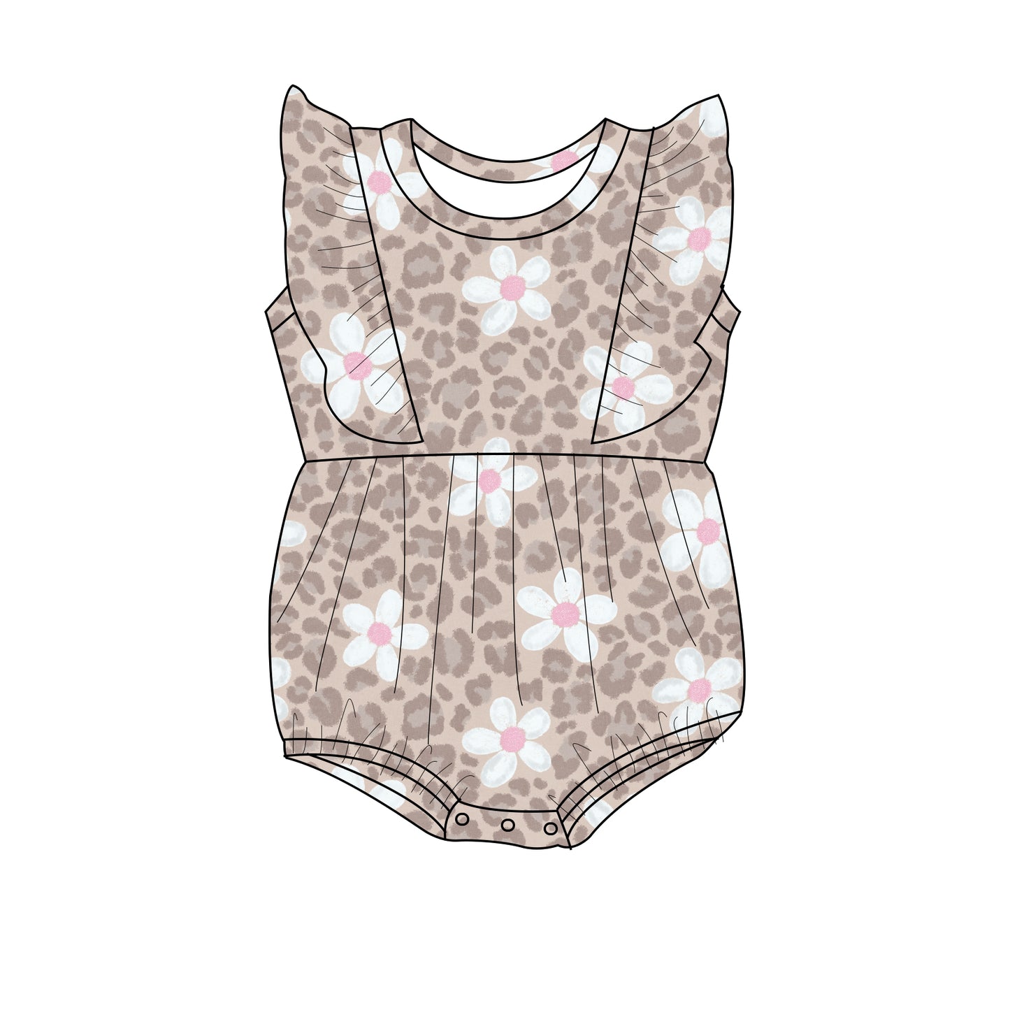Leopard flowers flutter Bubble romper