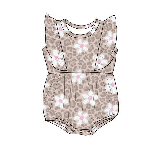 Leopard flowers flutter Bubble romper