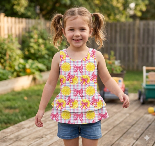 Lemons ruffle tank bamboo