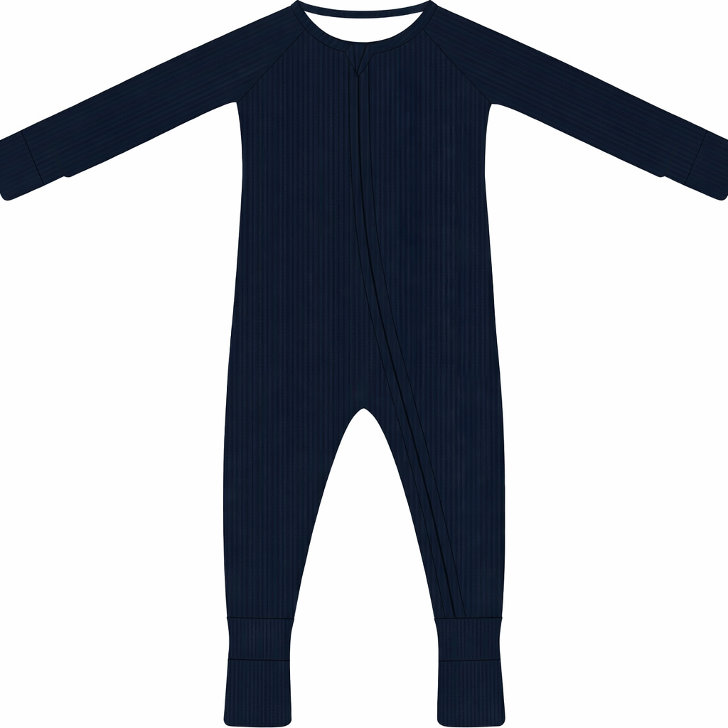 Navy ribbed solid zippy