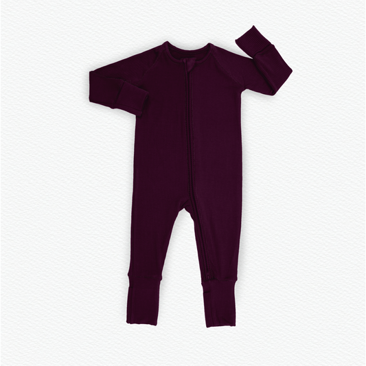 Burgundy ribbed zippy