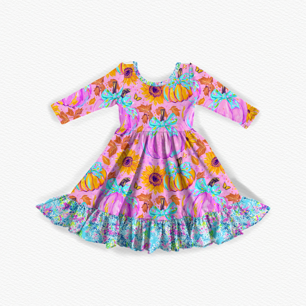 Pumpkin bows twirl dress