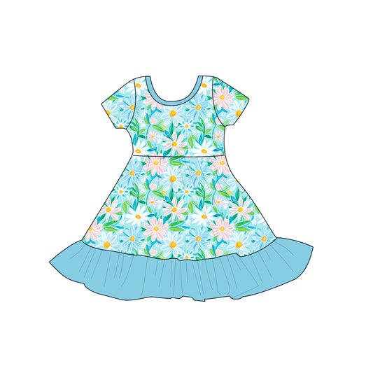 Blue flowers twirl dress