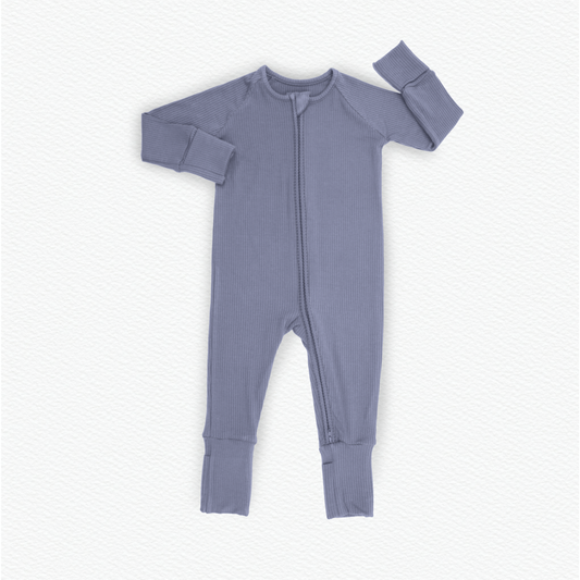 Periwinkle ribbed zippy