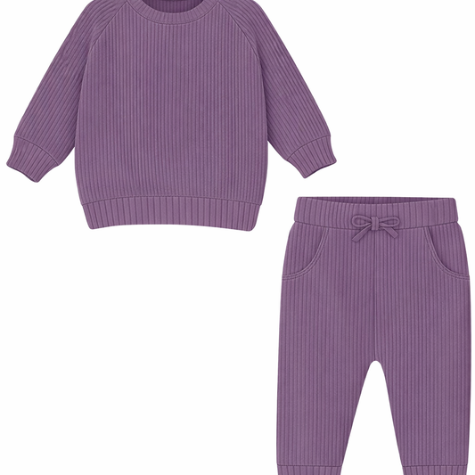 Lilac love ribbed daywear jogger sets
