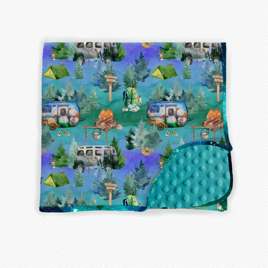 Camping 60x80 oversized blanket minky backed