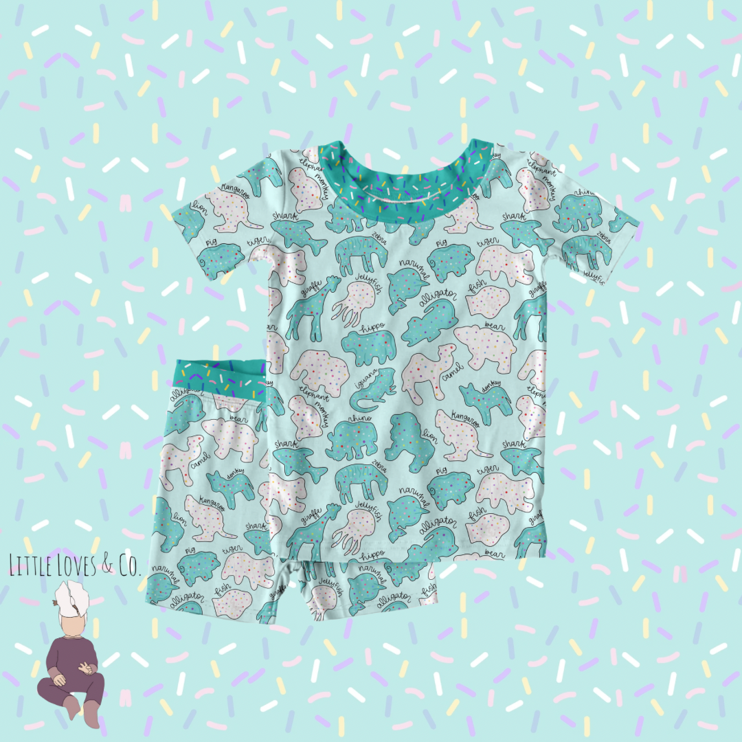 PRE/ORDER Safari sprinkles blue piece short set