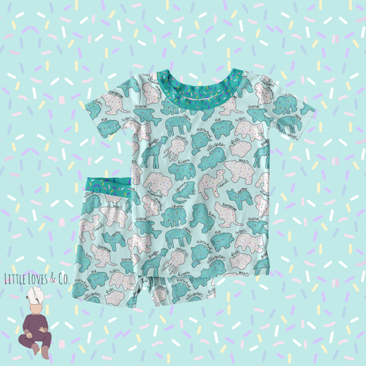 PRE/ORDER Safari sprinkles blue piece short set