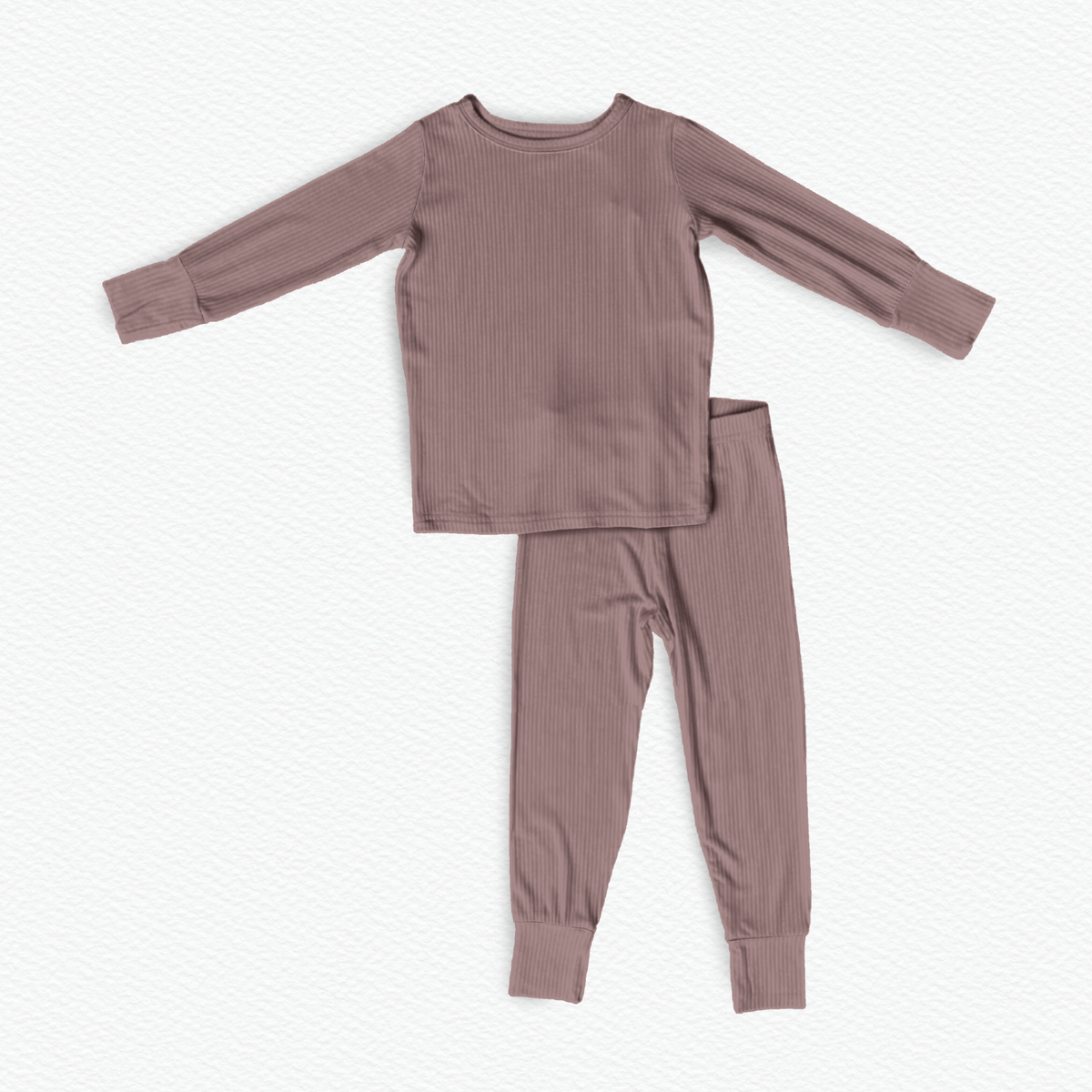 Mauve ribbed long sleeve and pants set