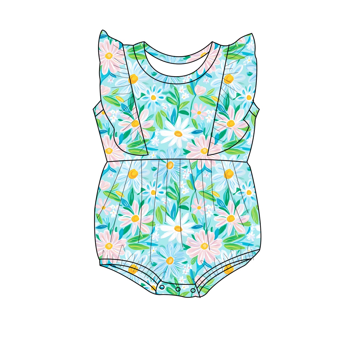 Blue flowers flutter Bubble romper