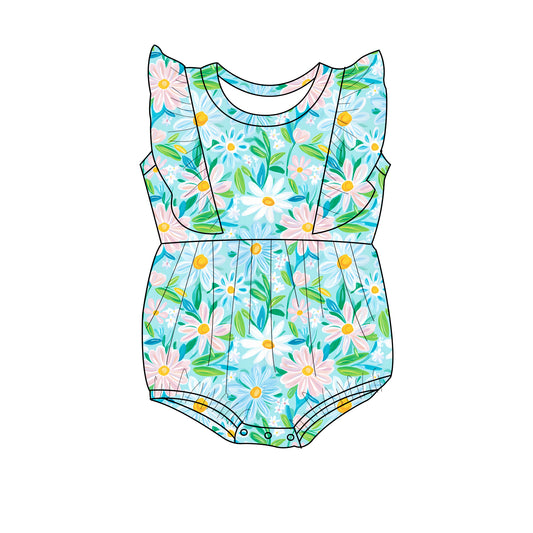Blue flowers flutter Bubble romper