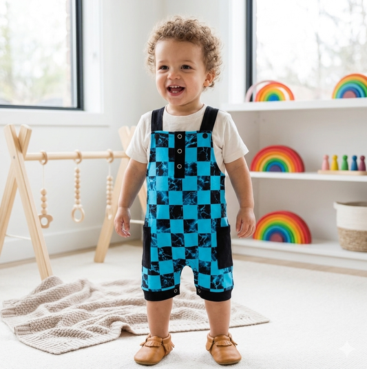 Watercolor checks overalls