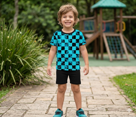Watercolor checks daywear short set