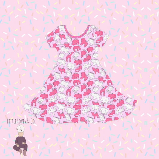 PRE-ORDER Safari sprinkles pink twirl dress