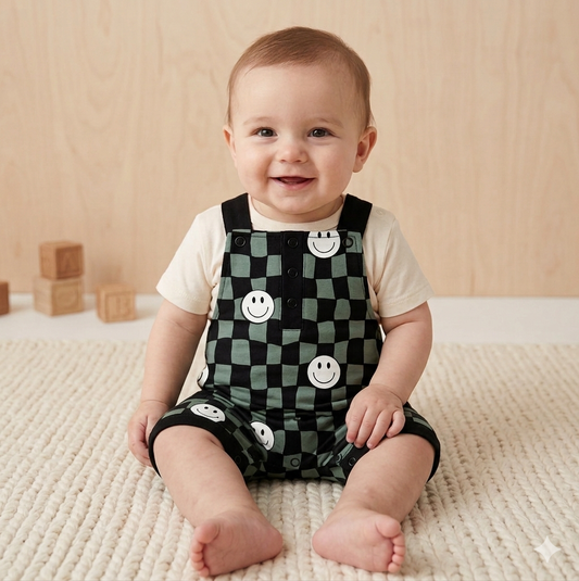 Smiley checks overalls