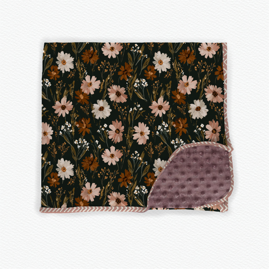 Fall floral 60x80 oversized blanket minky backed