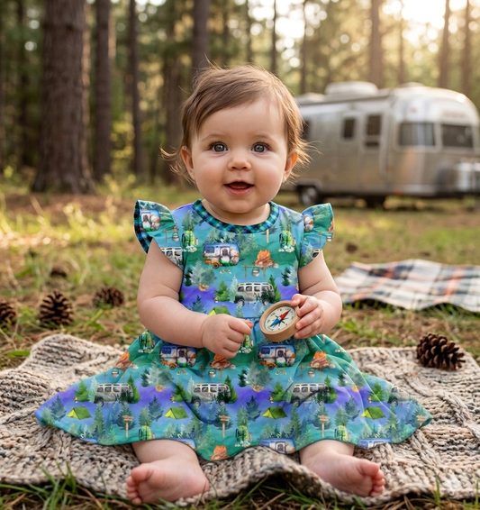 Camping twirl with bodysuit