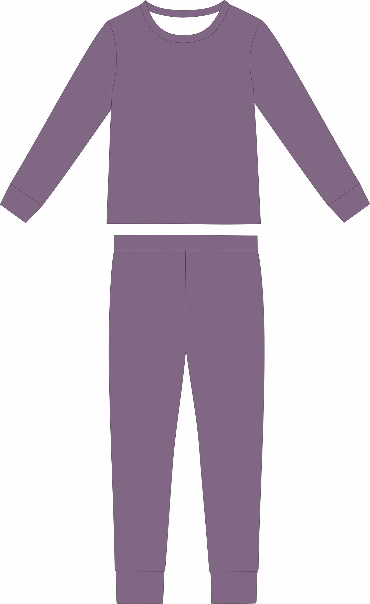 Lilac love ribbed solid two piece long sleeve and pants set