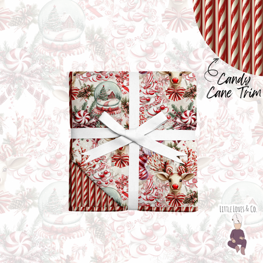 Candy cane lane candy cane trim 50x50 bamboo blanket
