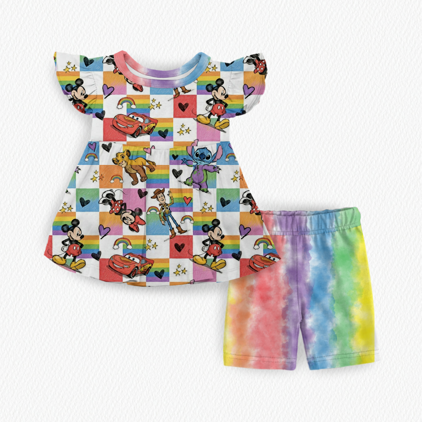 Colorful pals  Peplum top and shorts
