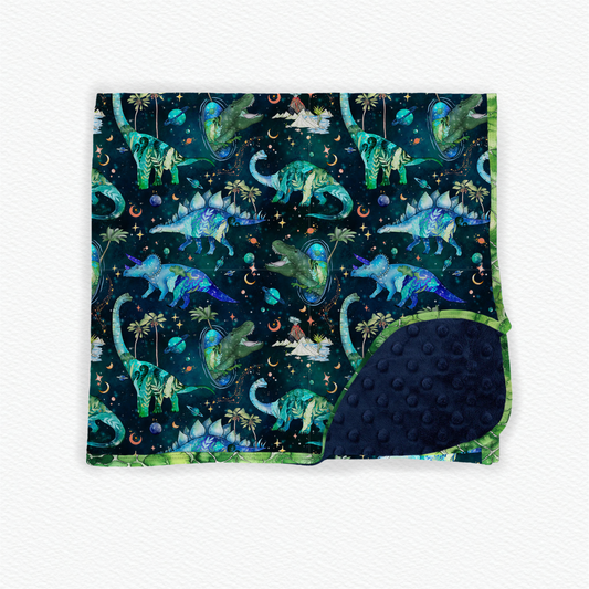 Cosmic Dino blanket 50x50 minky backed